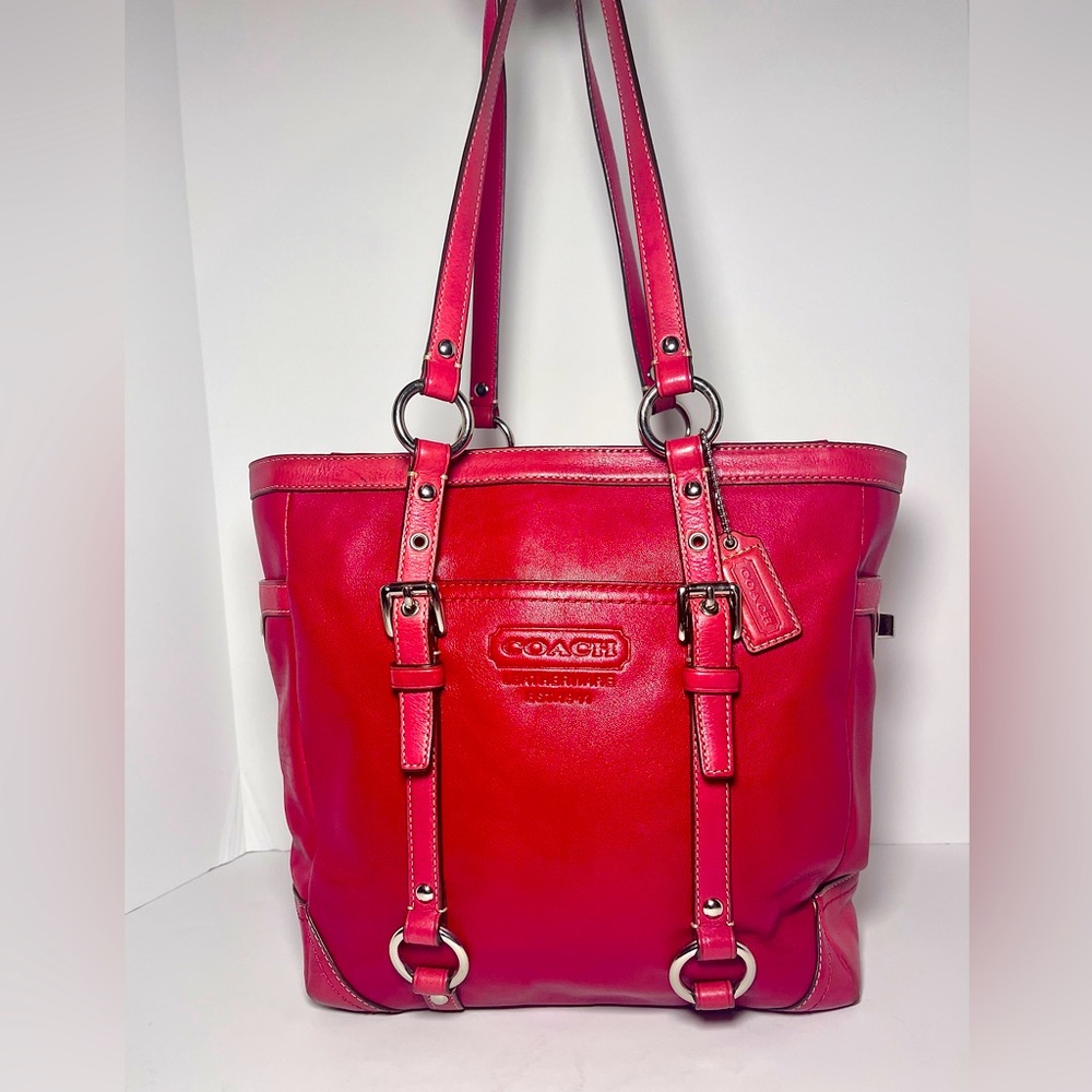 Coach Gallery Lunch Tote Red Leather Handbag